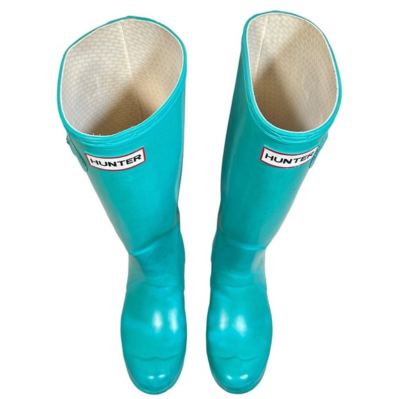 HUNTER Original Tall Rain Boots in Turquoise - Picture 6 of 11